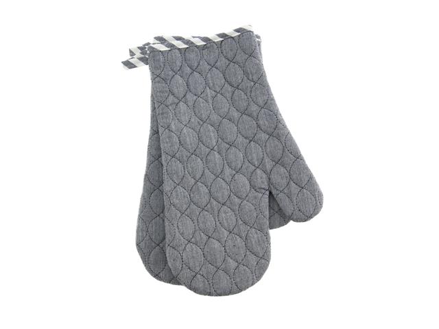 2PC OVEN MITT WAVE STITCHED QUILTED (13") (GRAY)